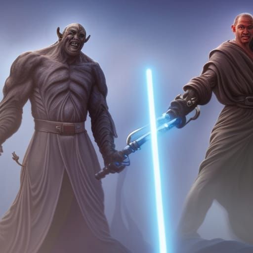 Gargoyles as Jedi Knights in Detailed Matte Painting