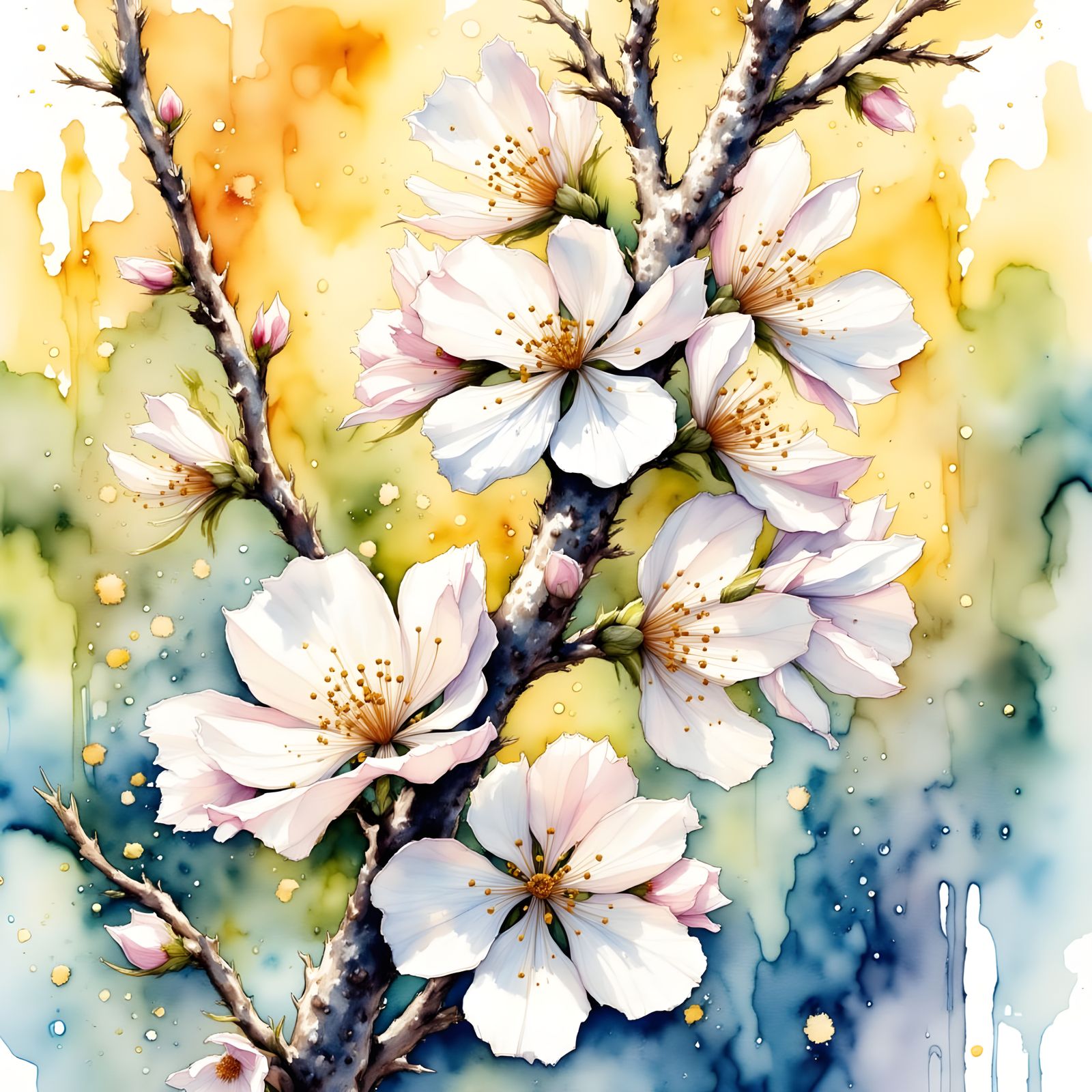 Backlit White Crabapple Flowering Stem Closeup :: Intricate ...