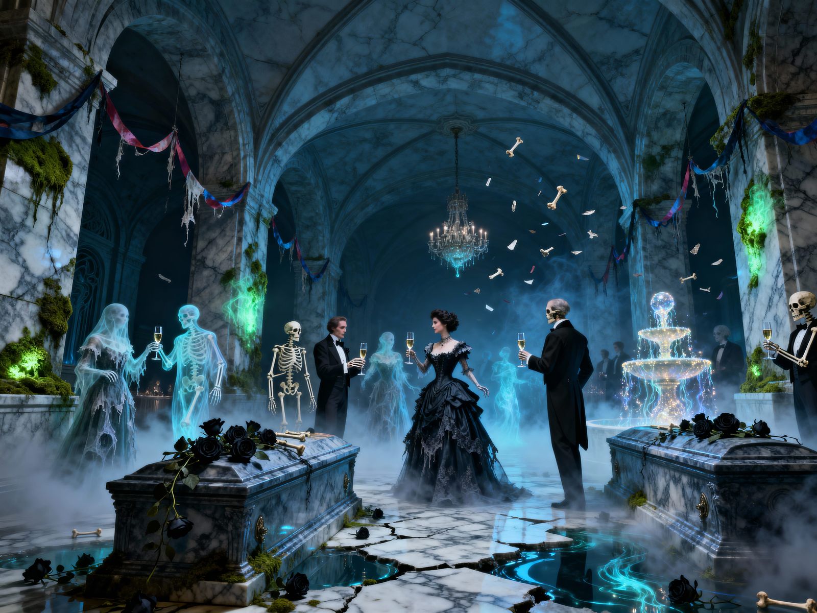 Spectral New Year's Eve Ball in Marble Mausoleum