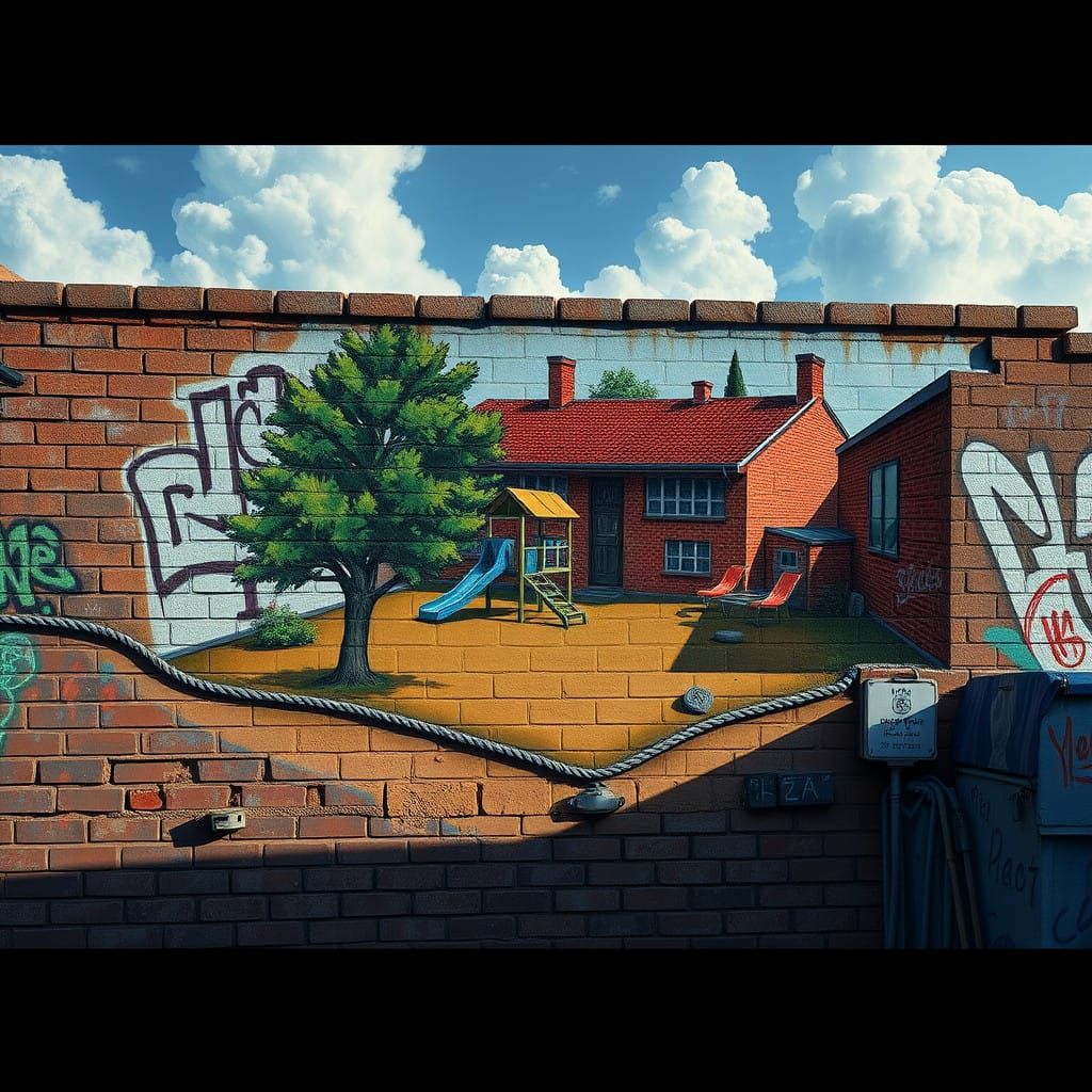 Vibrant Playground Dreams in a Brick Wall Mural