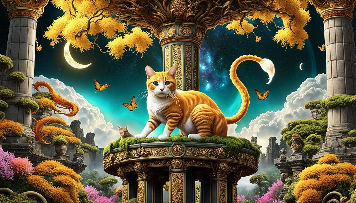 Cat at ancient ruins