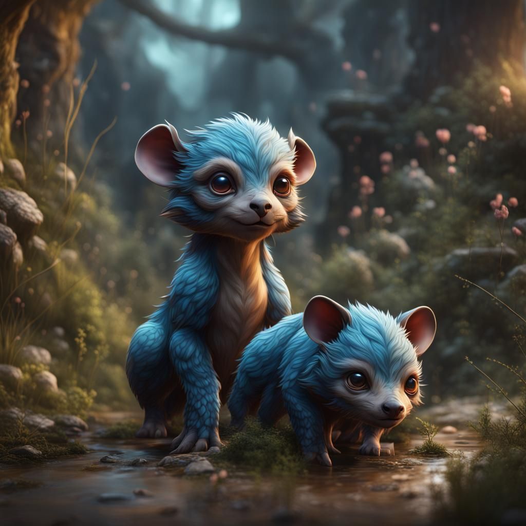Adorable Baby Animal Concept Art in Deep Color