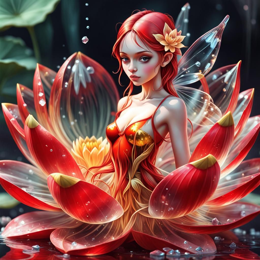 Crystal Fairy on Lotus Flower in Graffiti Art