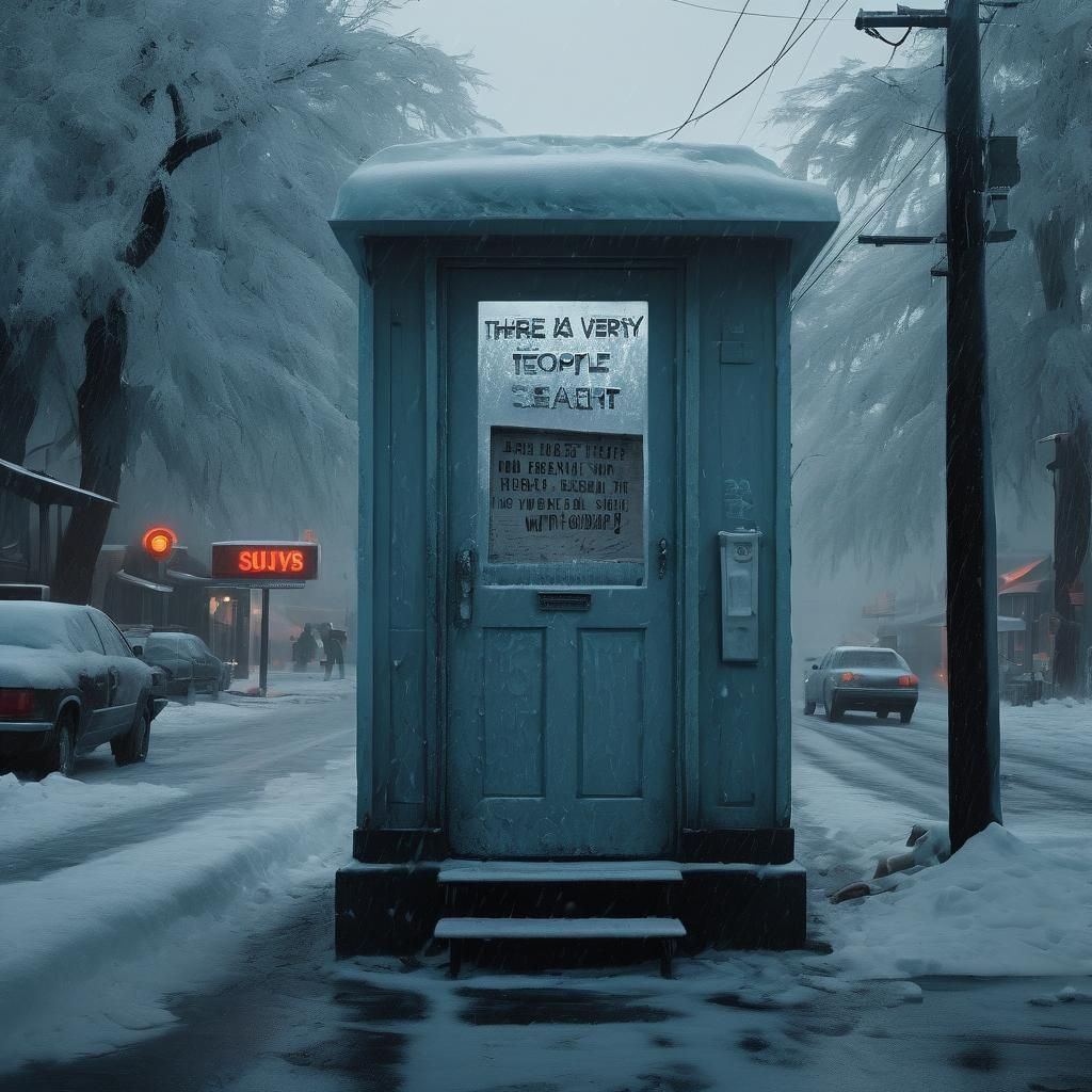 Humorous Sign in Icy Scene: Digital Matte Painting
