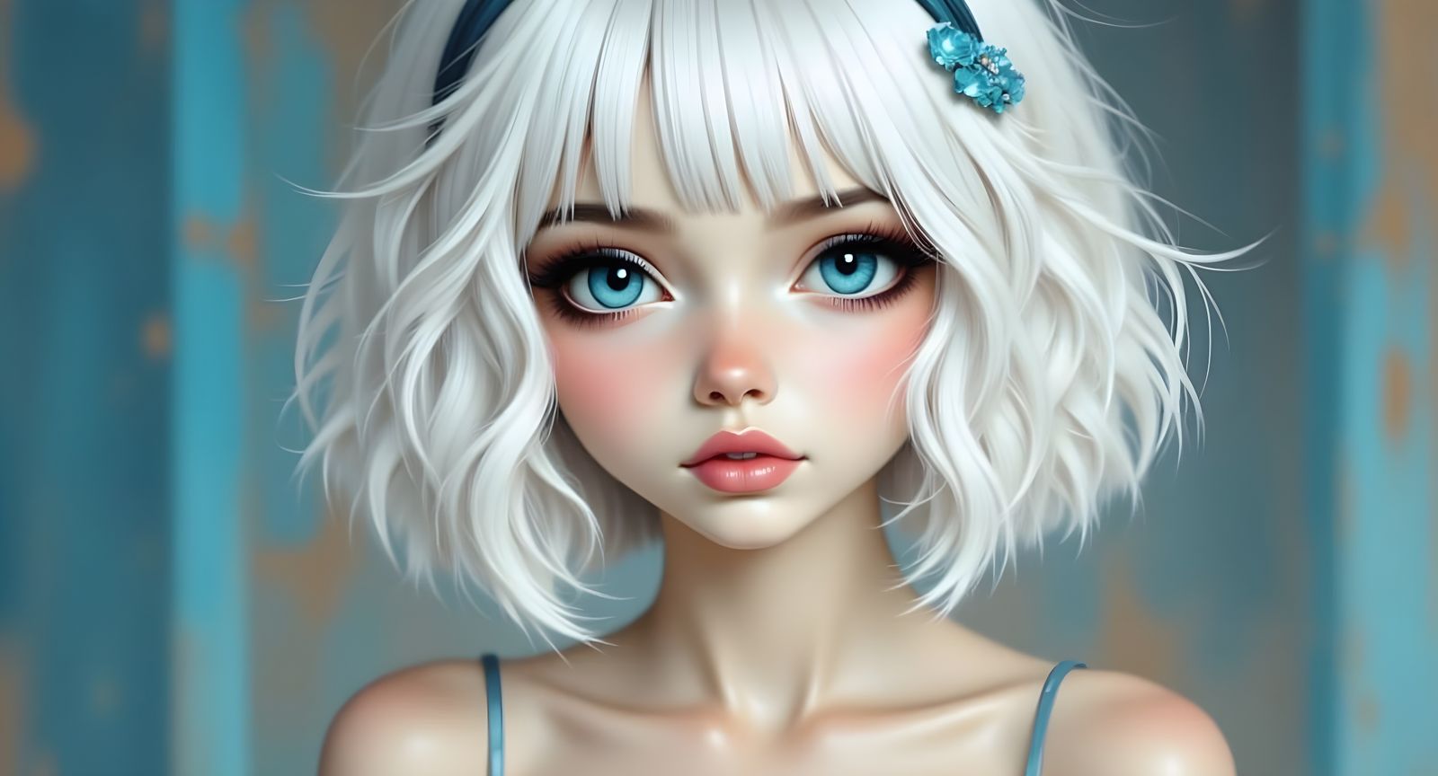 Manga Gothica Portrait of Girl with Blue Eyes