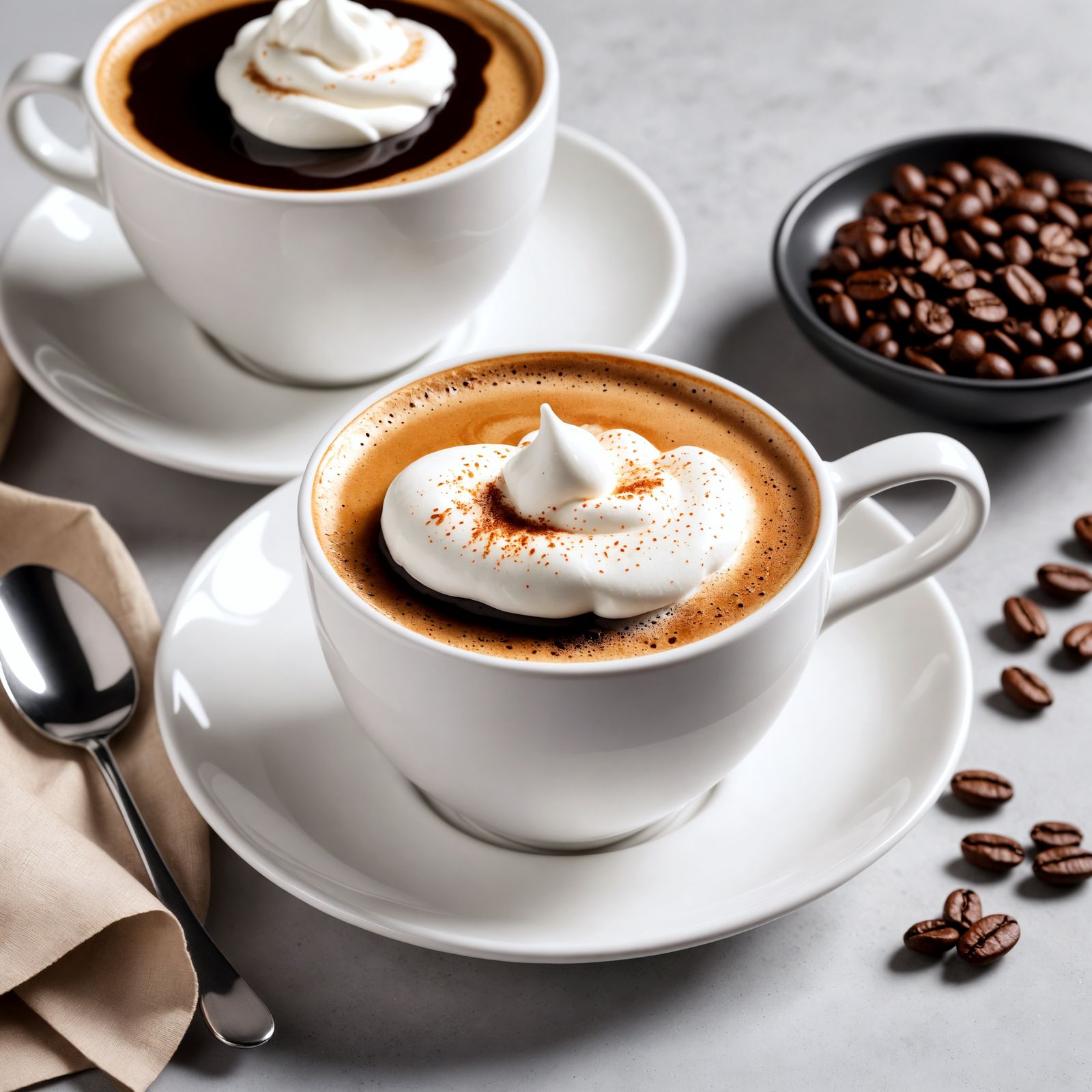 Hot Coffee with Cream in White Cup