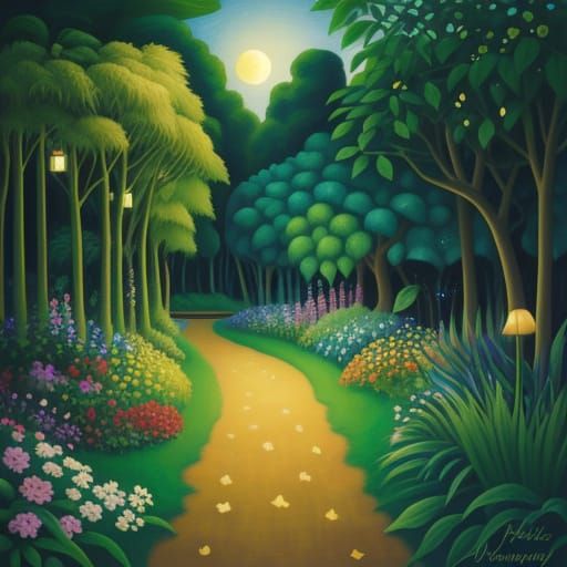 Woman in Summer Garden: Naive Art by Rousseau