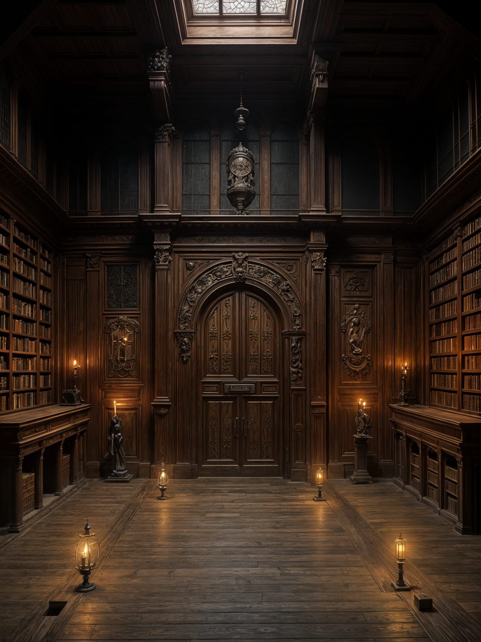 Cozy Timber Study in Dimly Lit Solitude