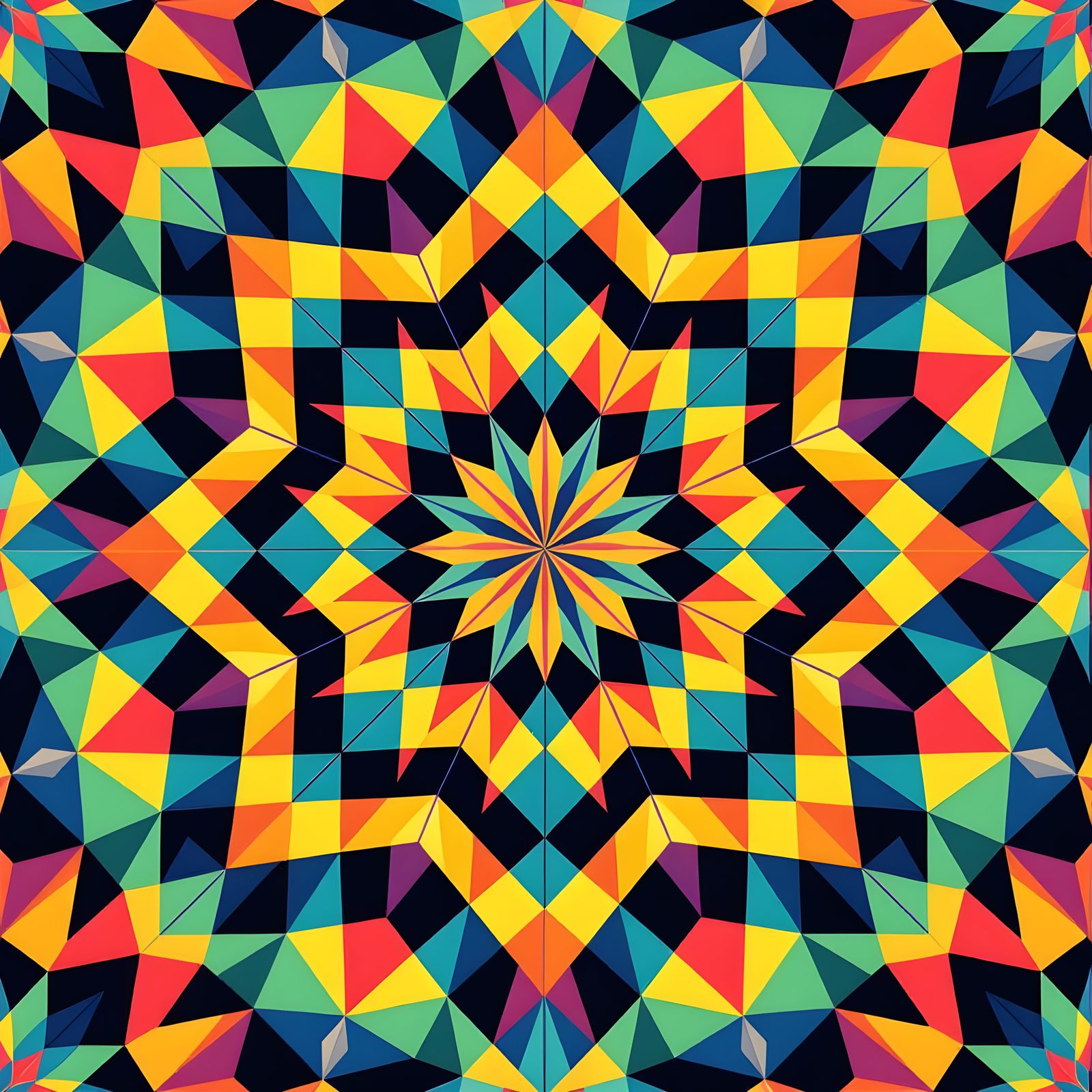 Vibrant Kaleidoscope Design in Agamograph Style