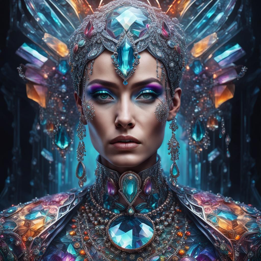 Hyperrealistic Woman in Translucent Clothing: Digital Painti...