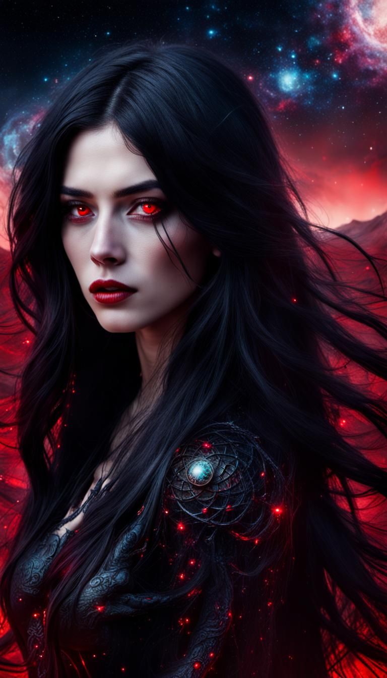 Mysterious Cosmic Girl on a Cosmic Landscape