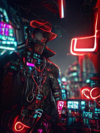 Cyberpunk Cowboy in Dystopian Film Noir
