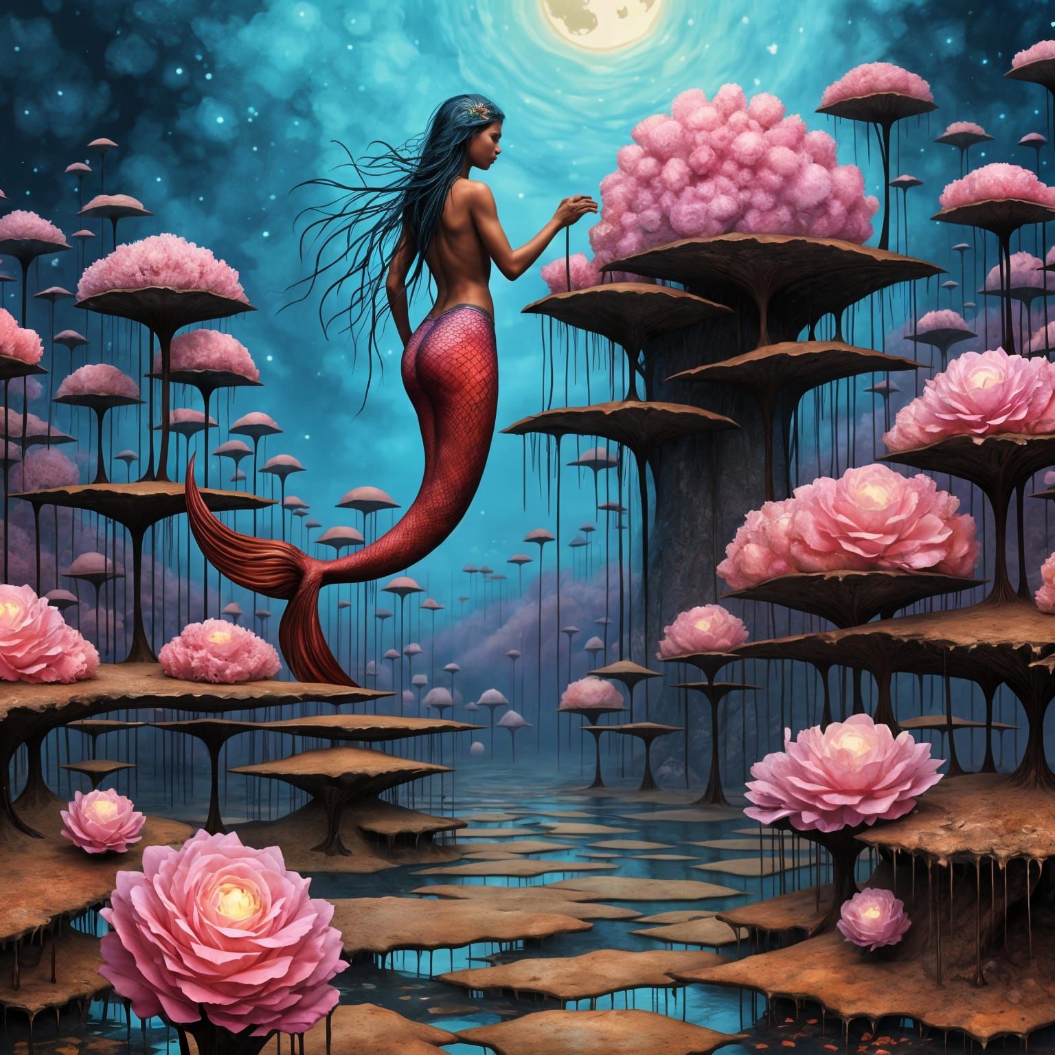 Mermaid's Garden of Glowing Sea Roses