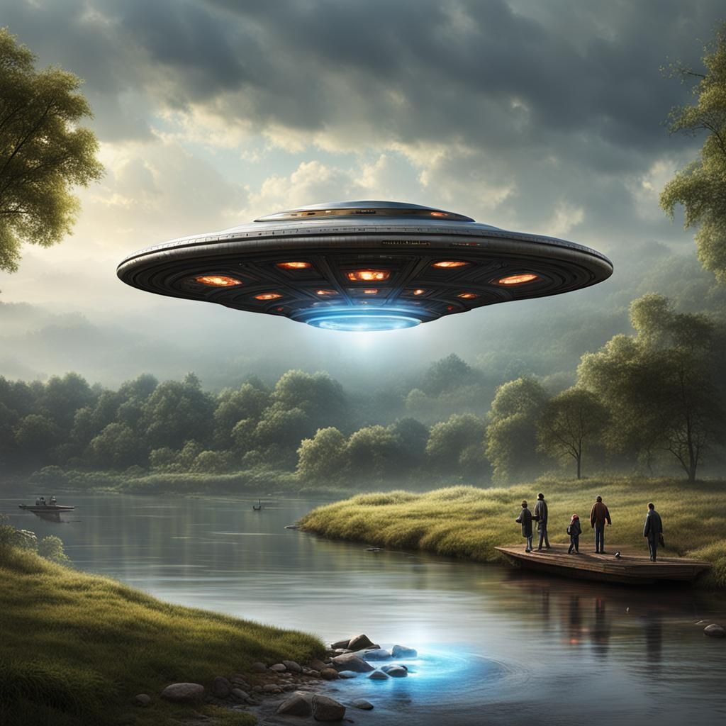 UFO Sighting by River in the Year 2500