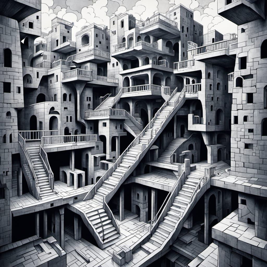 Impossible Architecture: Escher-Inspired Recursive Staircase...