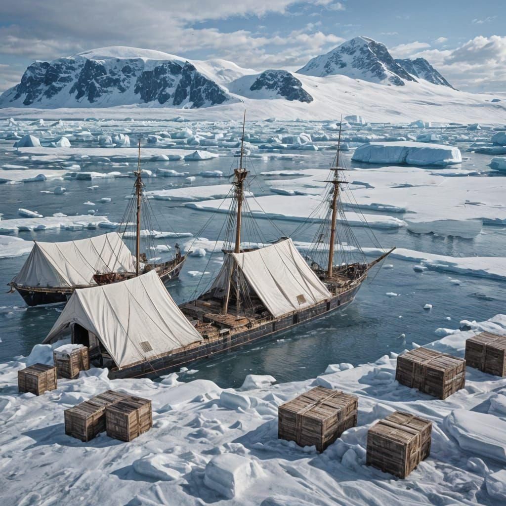 British Naval Ship Stranded in Antarctic Ice