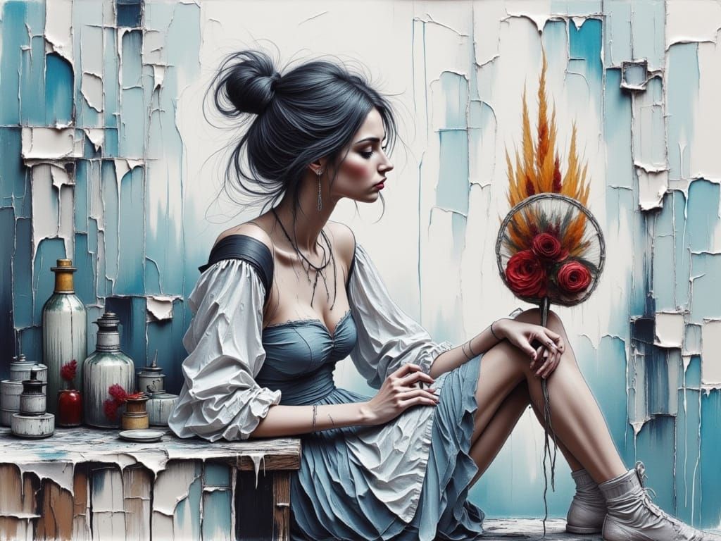 Shadowy Portrait of a Girl with Vivid Hair