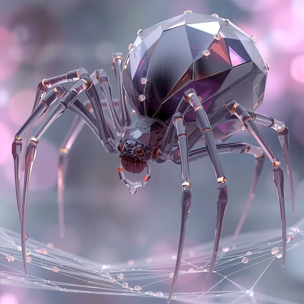 Ethereal Glass Spider in Pastel Dreamscape