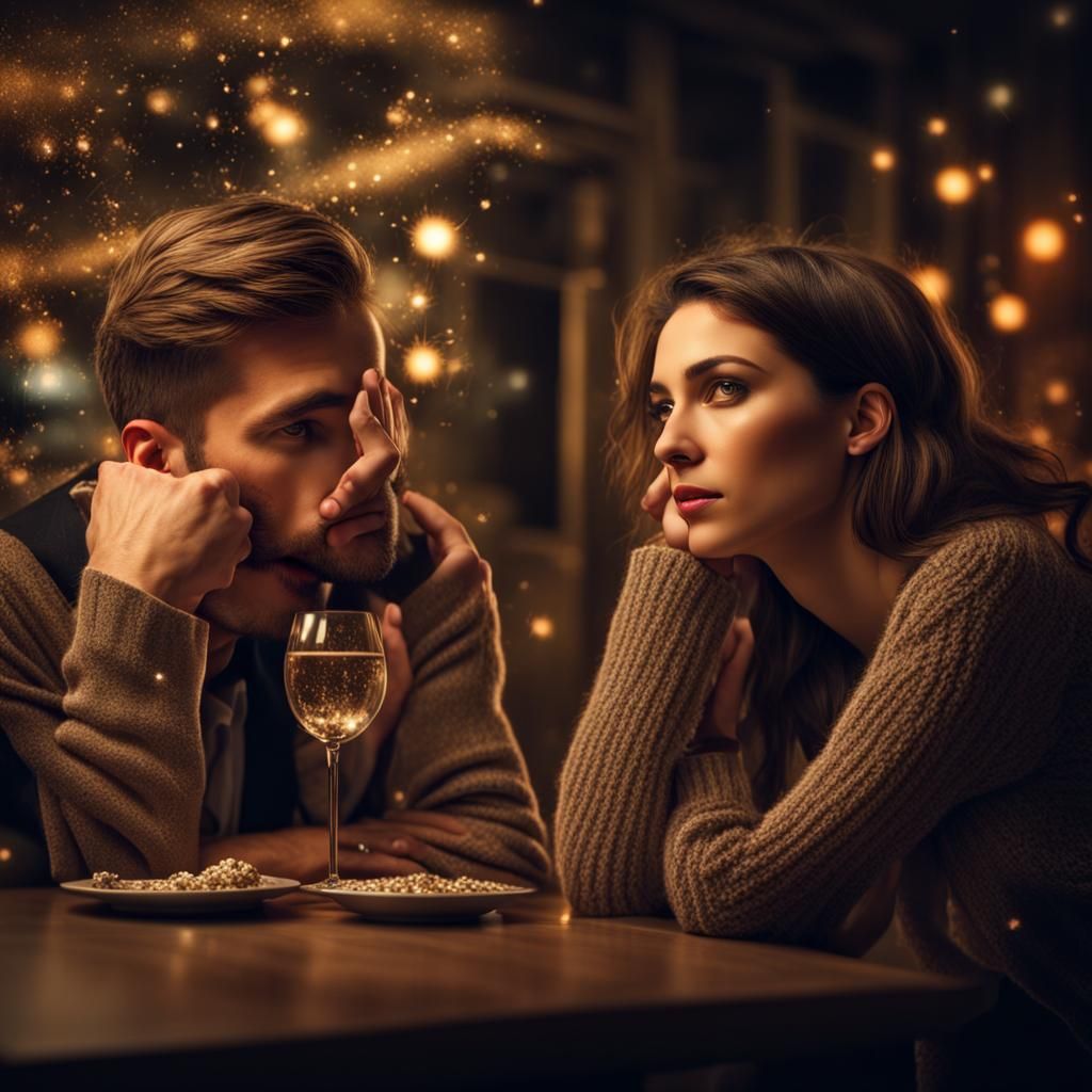 Couple's New Year's Eve Countdown: Hyperrealistic Image