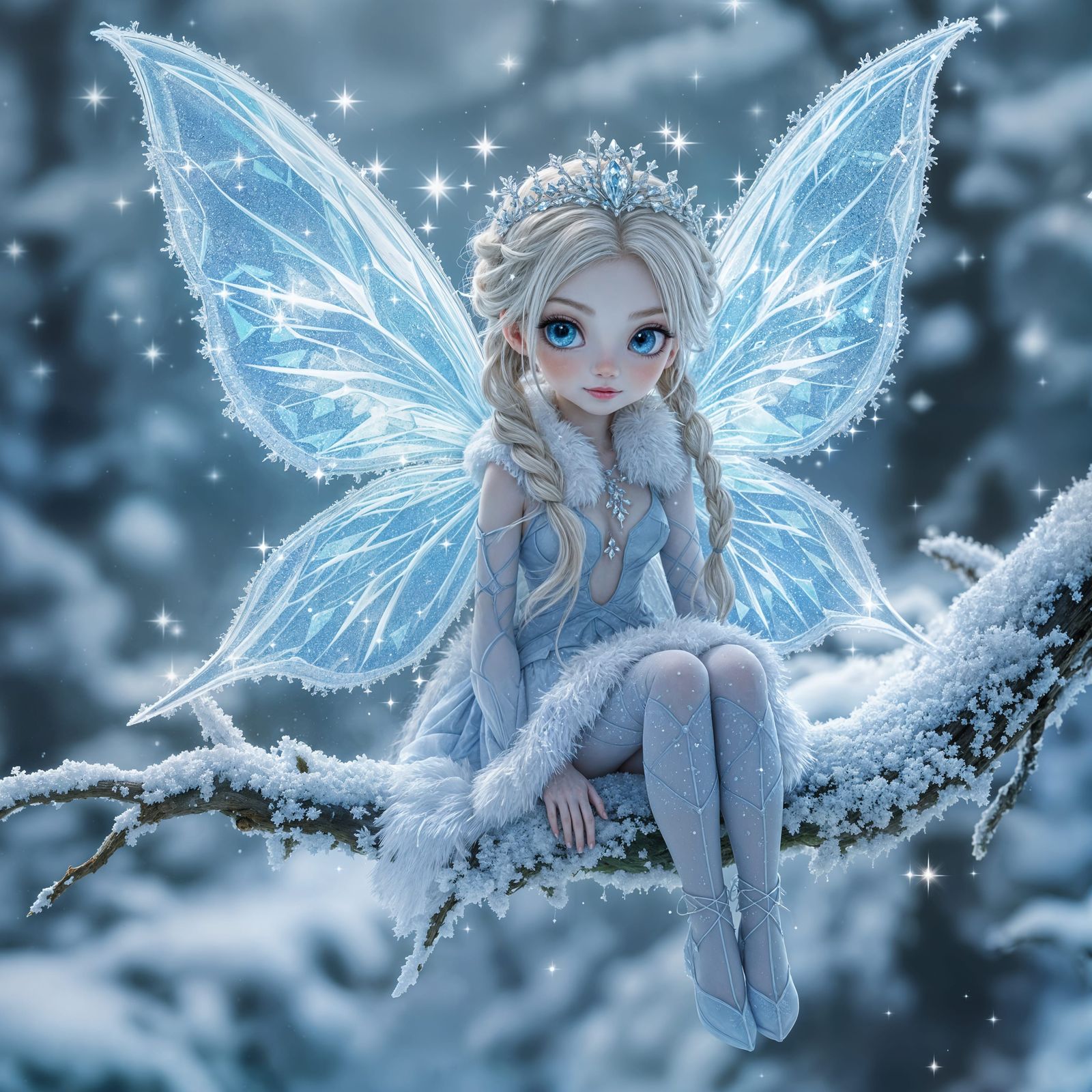 Enchanted Winter Fairy in Luminous Blue