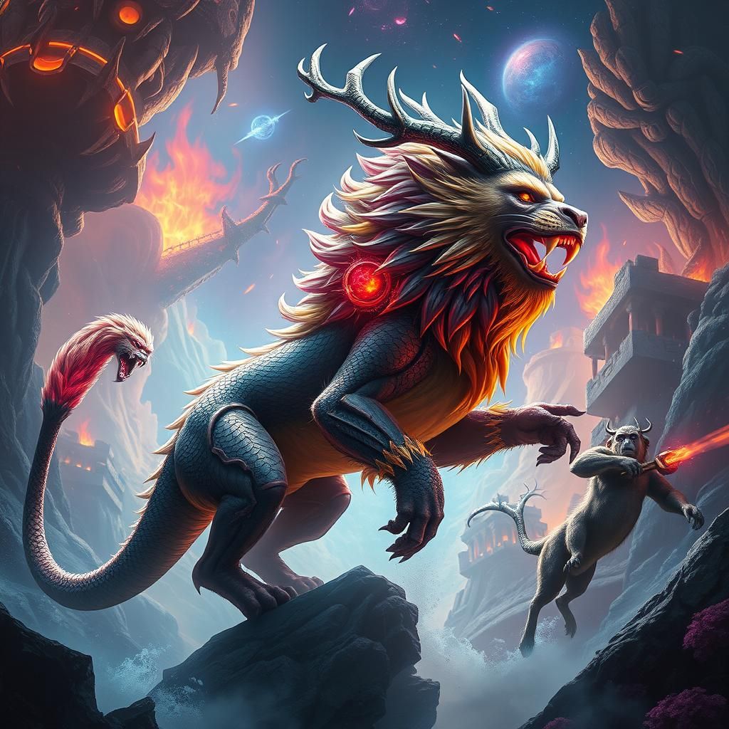 Majestic Hybrid Creature in Fantasy Matte Painting