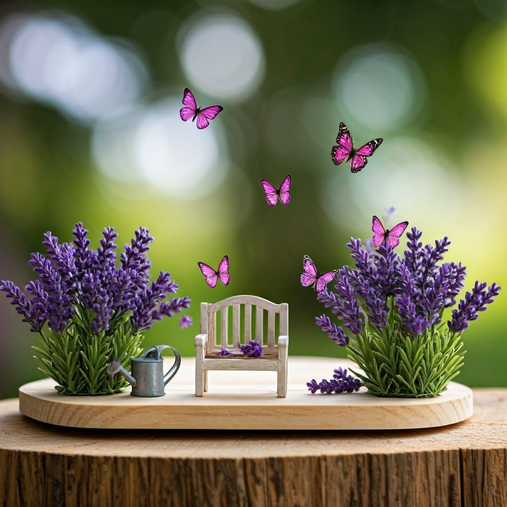 miniature garden scene, exquisite and highly detailed,