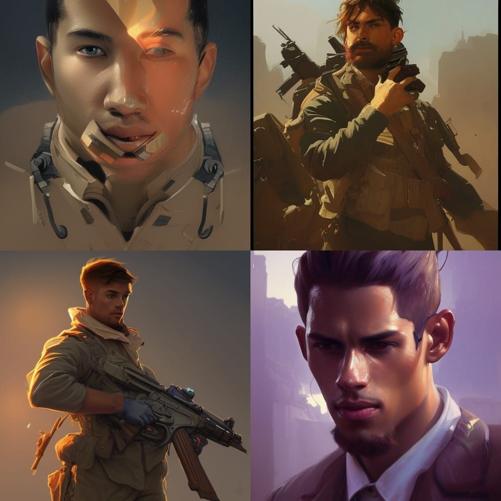 Hyperdetailed Portrait of Soldiers in Concept Art