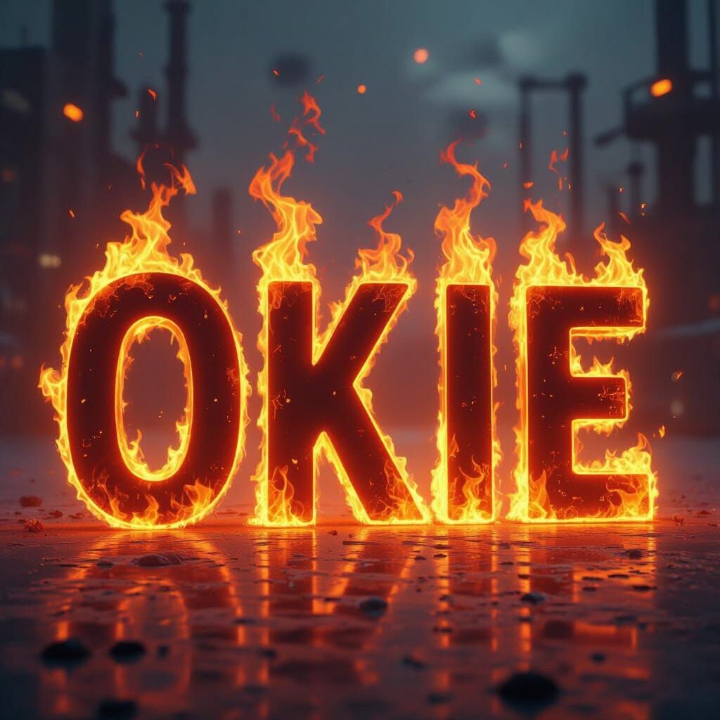 Fiery Letters in a Futuristic Industrial Style