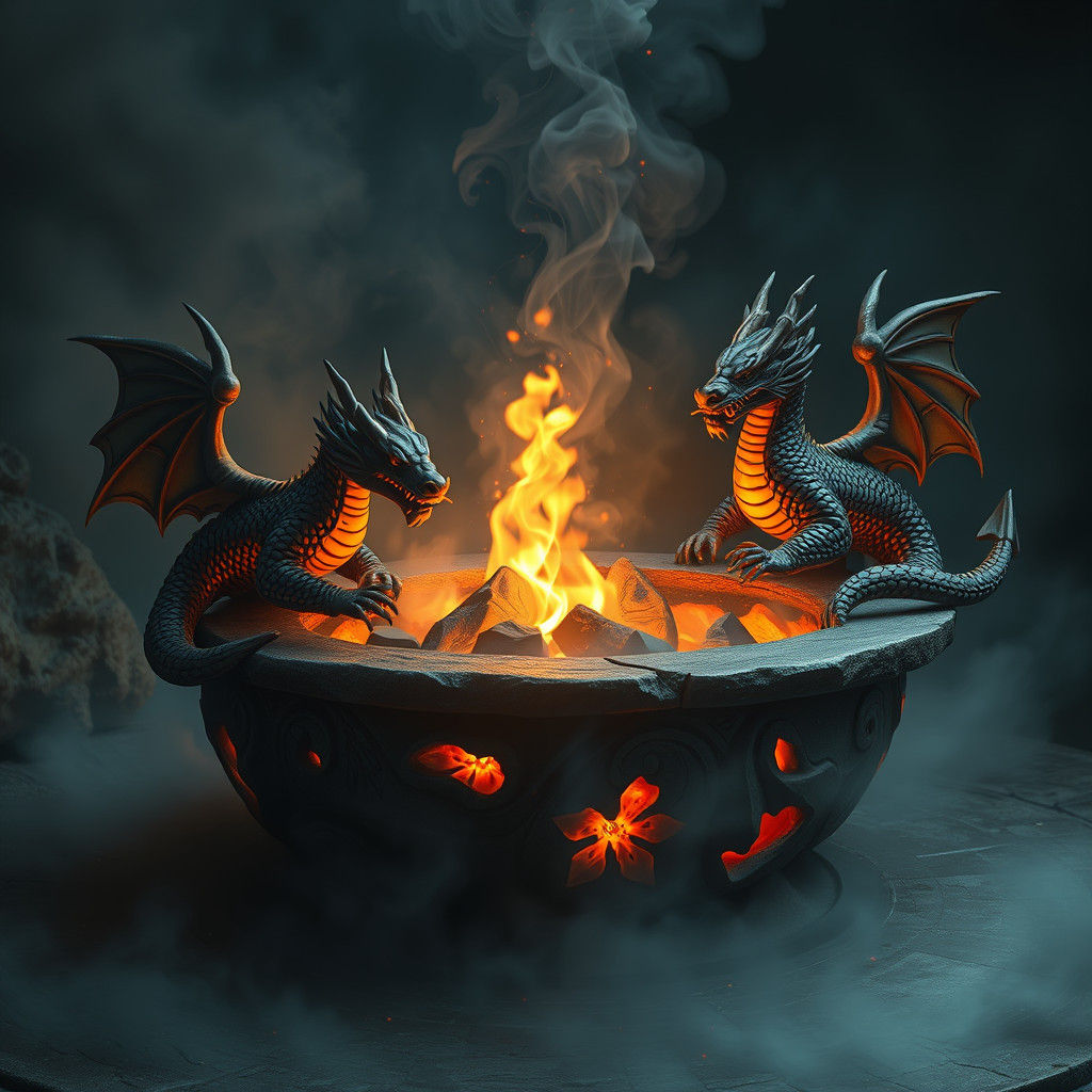 Mystical Dragon Fire Pit in Dreamlike Ambiance