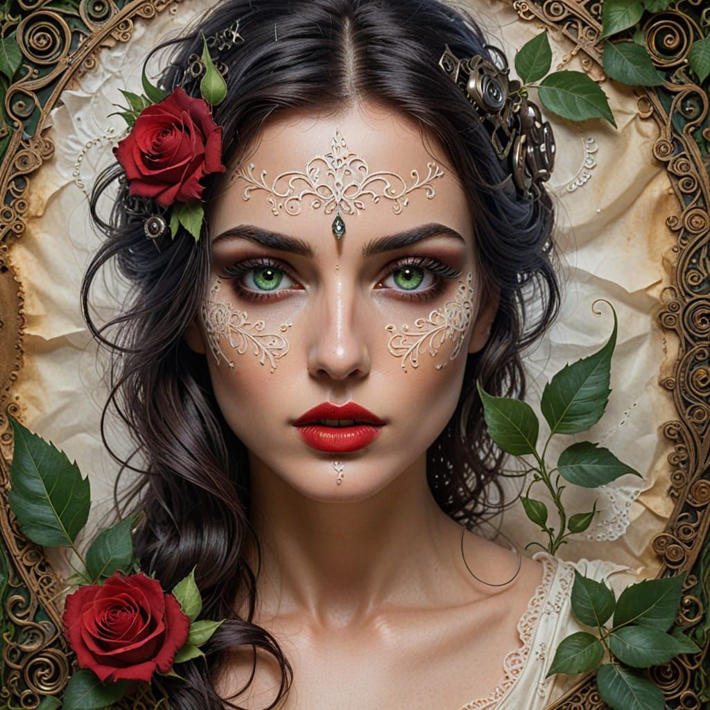 A Mysterious Siren Unveils Her Secrets in Intricate Gilded B...