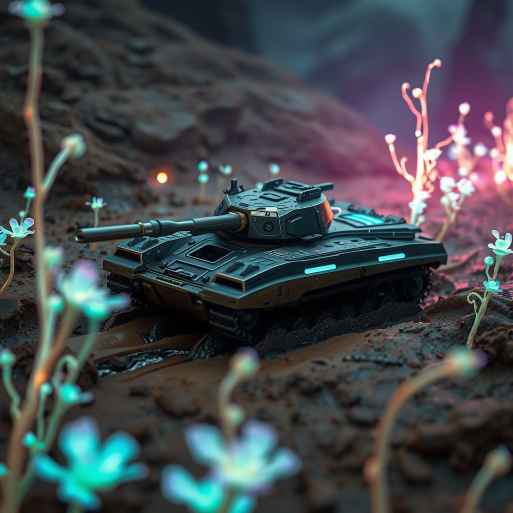 Futuristic Tank on Alien World in Sci-Fi Style
