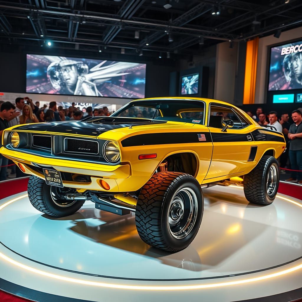 1971 Hemi Cuda Muscle Car with Neon Lighting