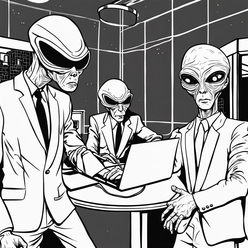 Men in Black Alien Interrogation: Line Art