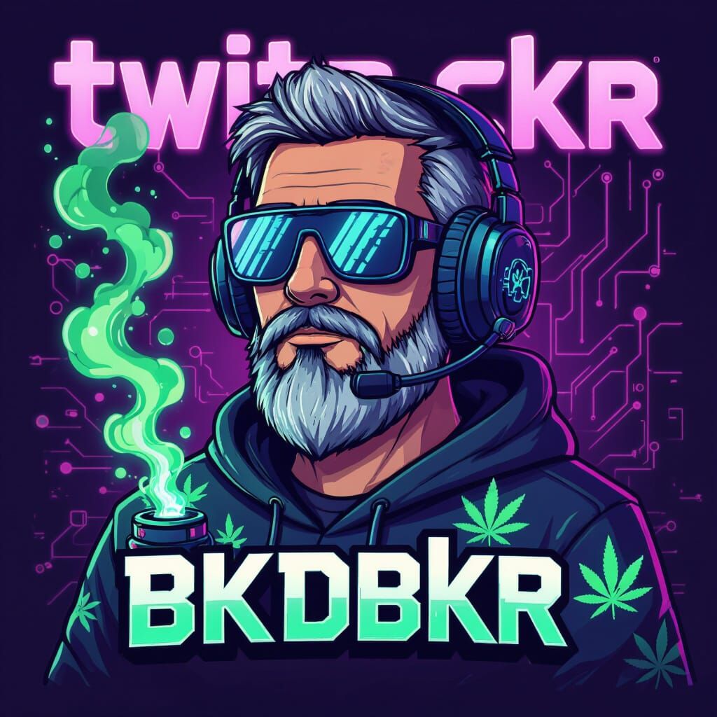 Cyberpunk Gamer Twitch Logo with Holographic Smoke
