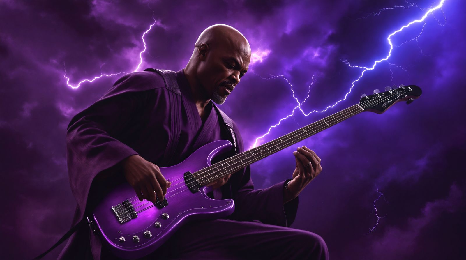 Mace Windu Plays Electric Bass with Lightning