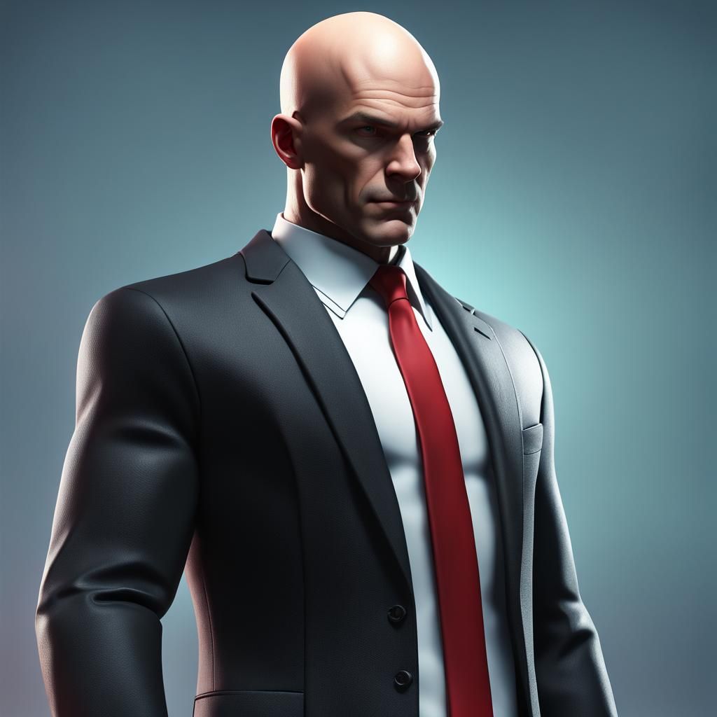 Agent 47 Rendered as 3D Digital Art