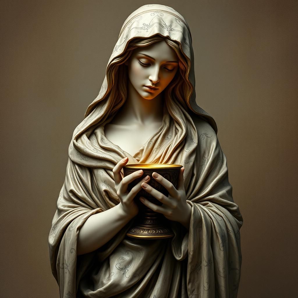 Sculpture of a Woman Holding a Pokal