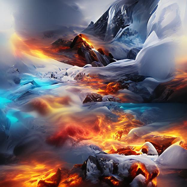 Fire and Ice Concept Art in Hyperrealism