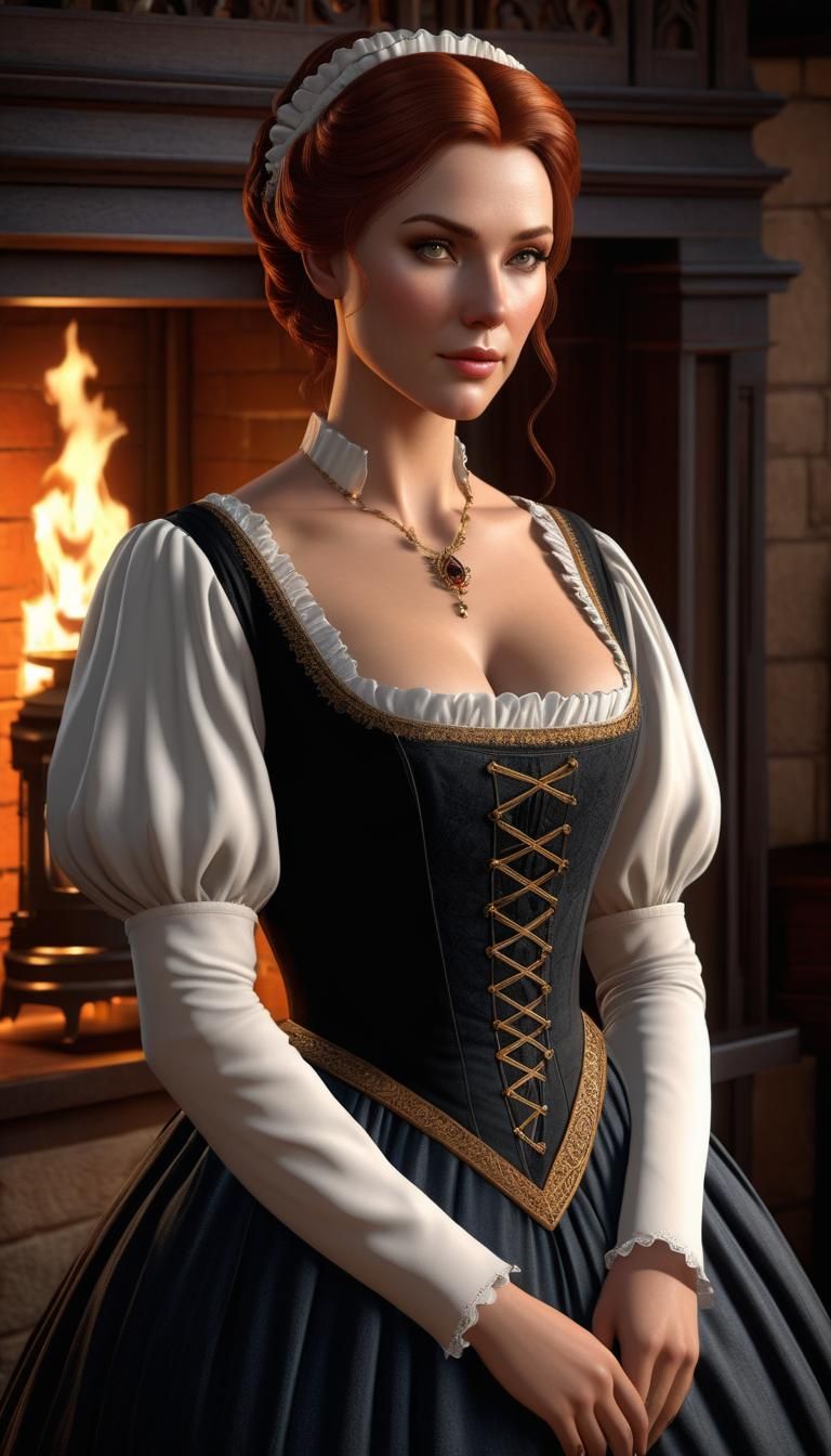 Medieval Chamber Maid Portrait in Photorealistic Style