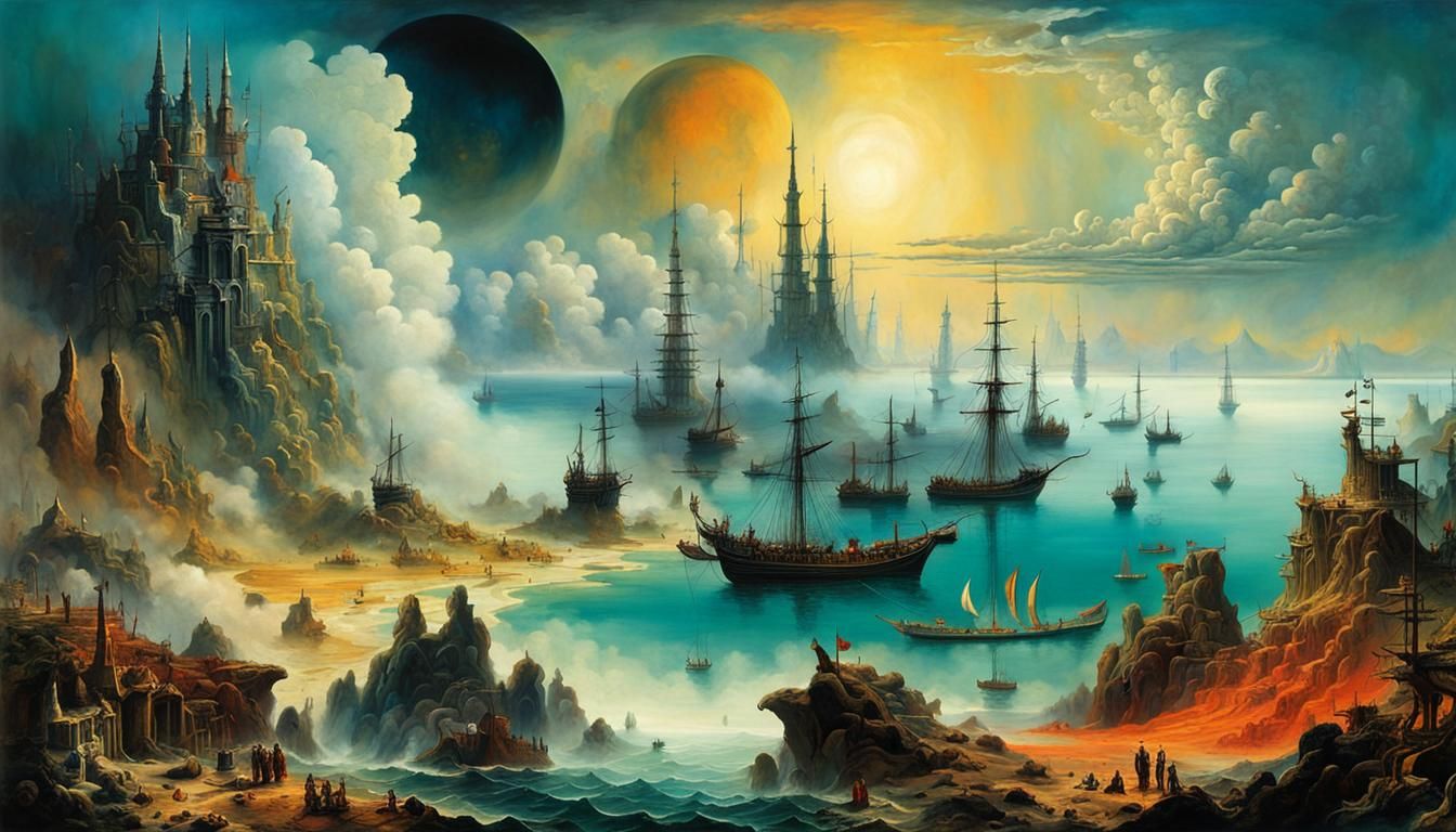 Dreamlike Seascape in Surrealist Style