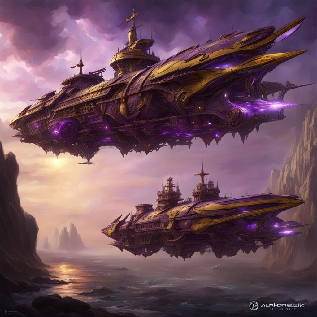 Archangel Battleship: Dark Fantasy Concept Art