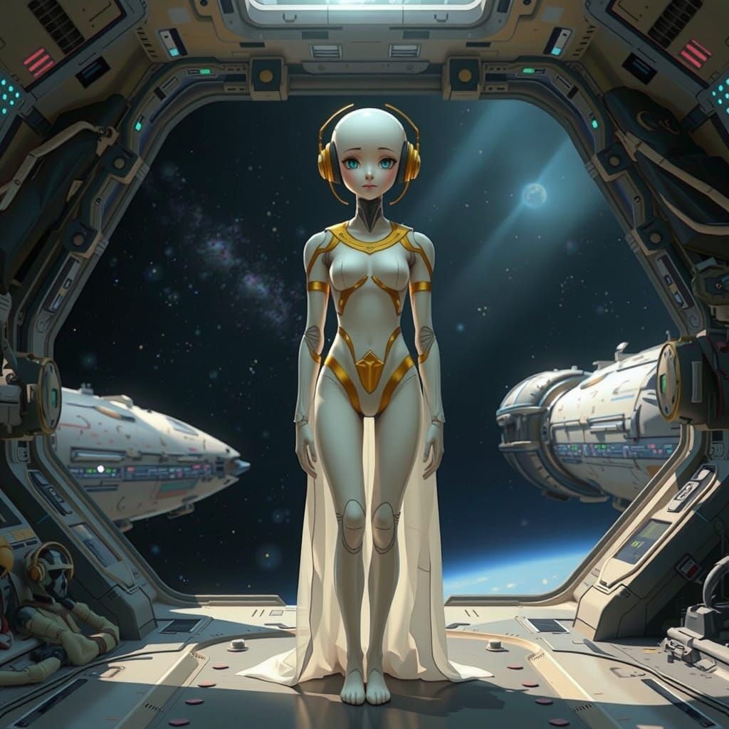 Robot Girl in Egyptian Spacesuit, Cosmic Art