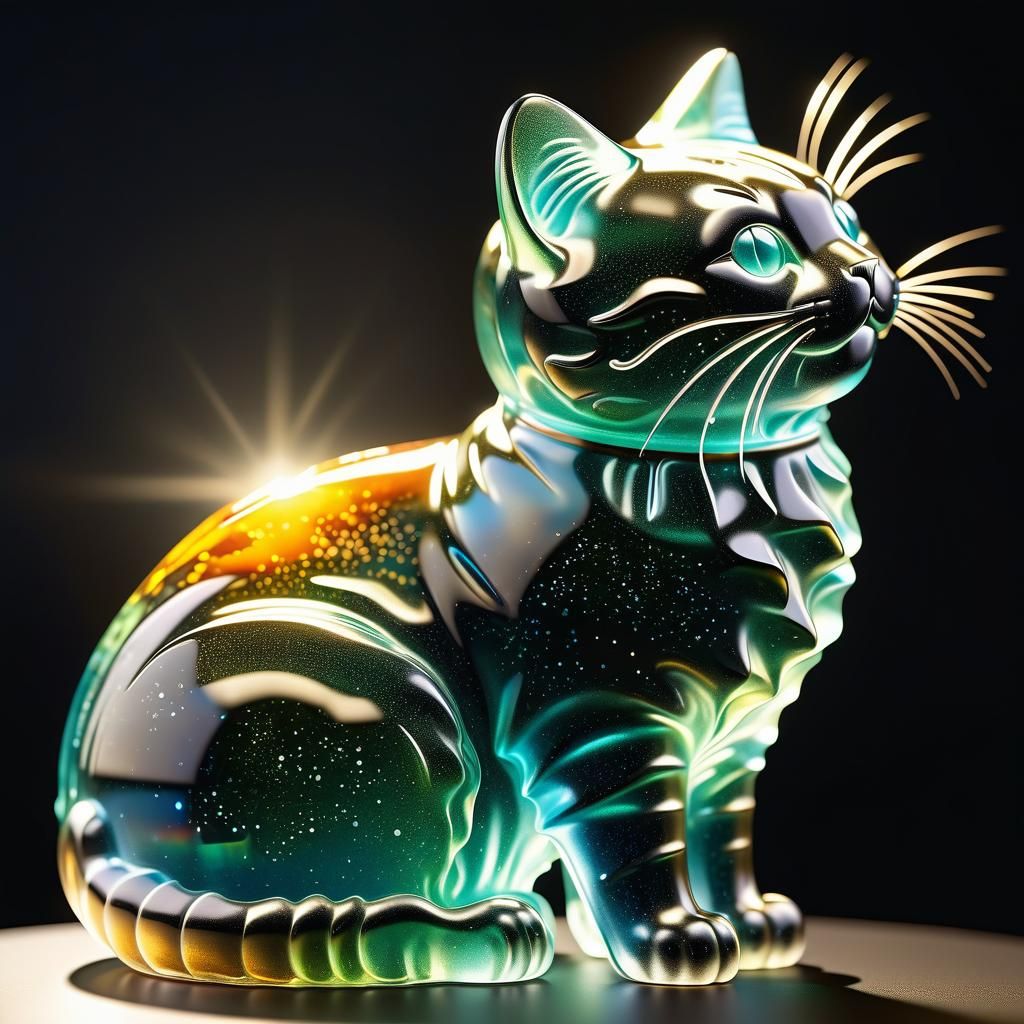Art Deco Jelly Cat with Prismatic Refractions