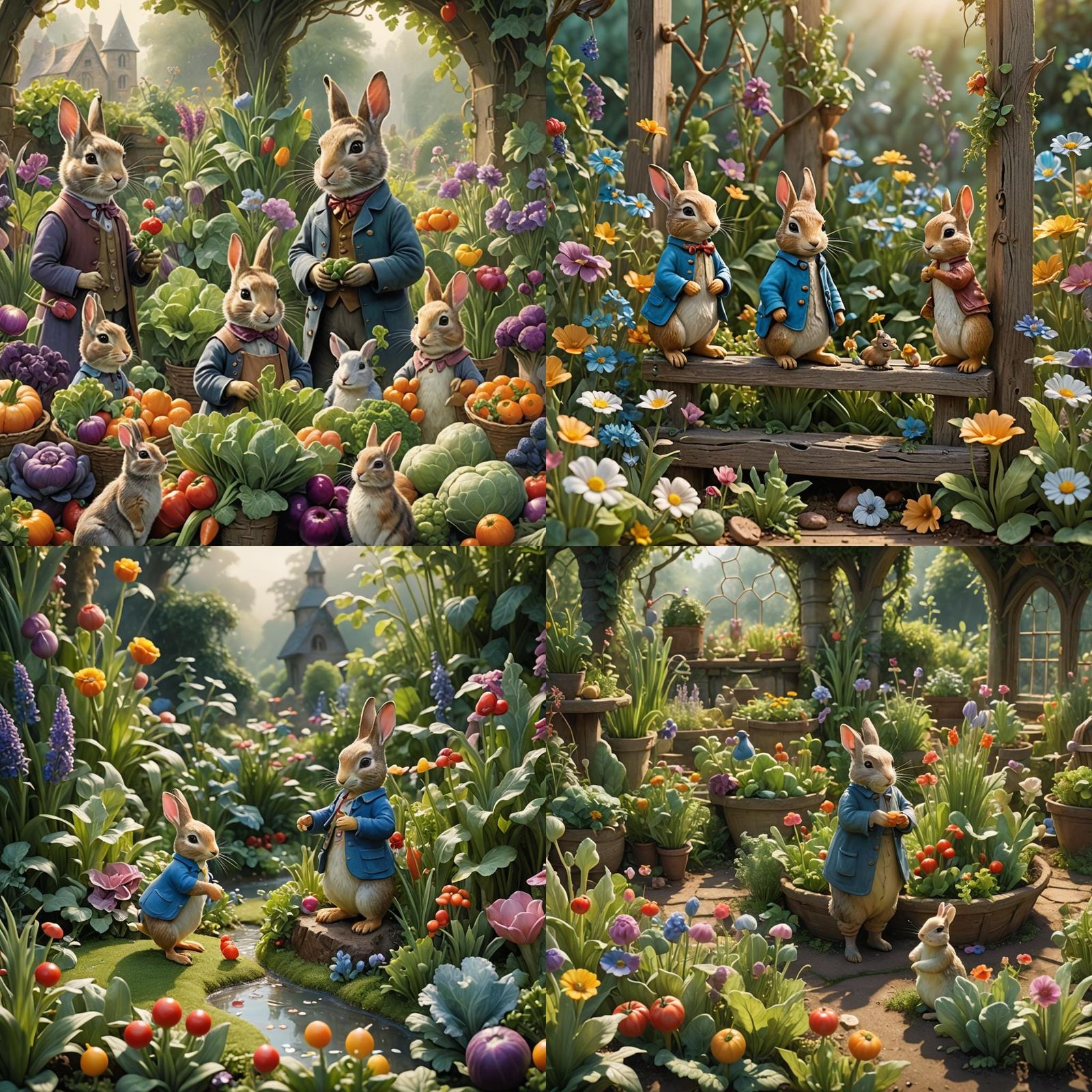 Beatrix Potter's Glass Figurines in Country Garden