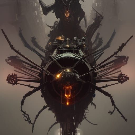 Mechanical Spider in Dark Fantasy Style