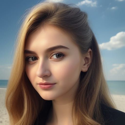 Woman in Bathing Suit Relaxes on Beach at Sunset