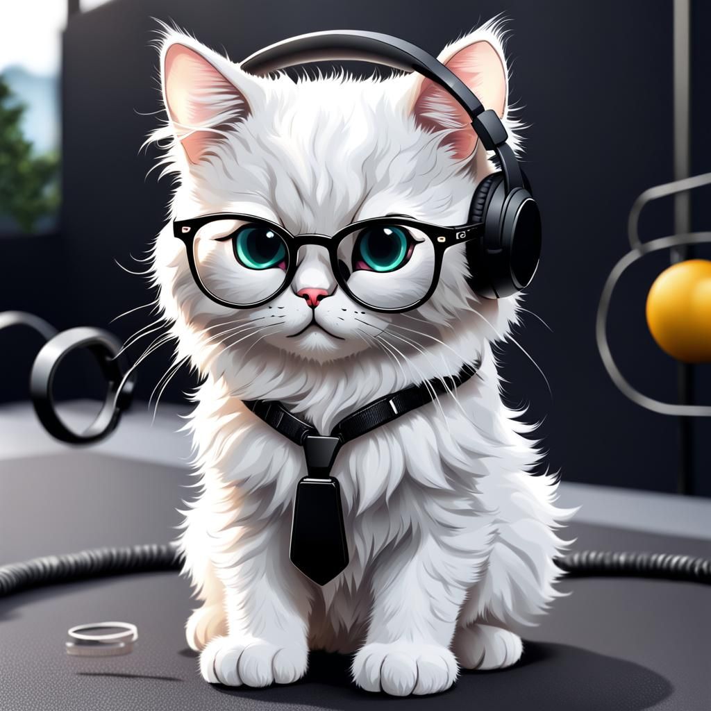 Cartoon Cat with Glasses in Playground