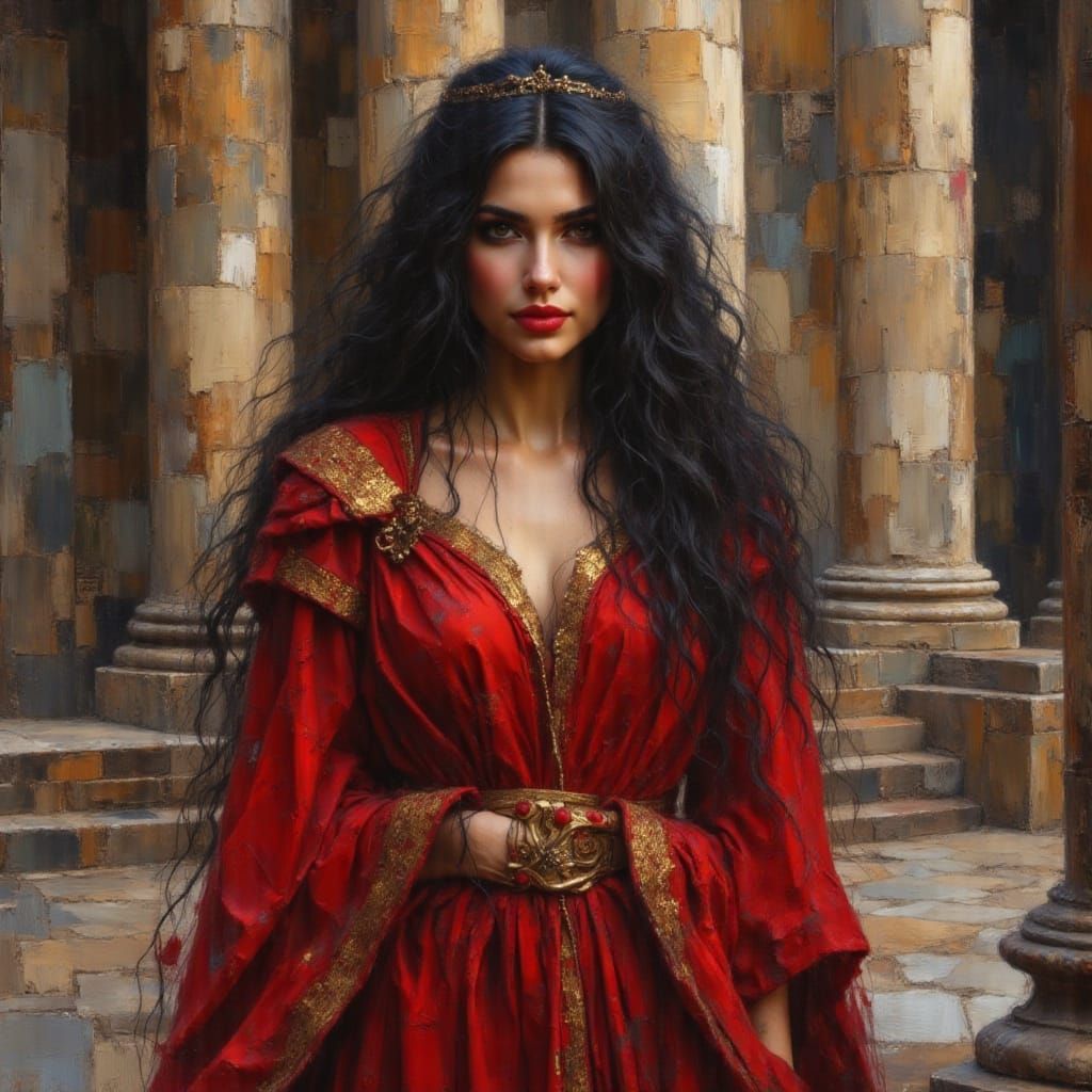 Roman Empire Queen in Dark Oil Paint Style