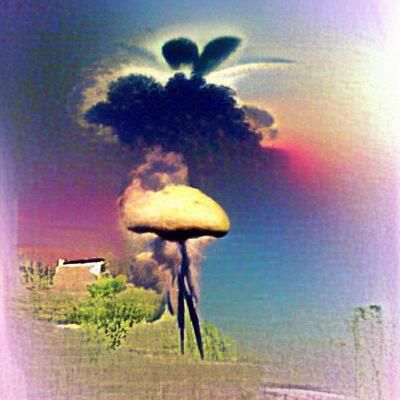 Surreal Alien Mushroom Cloud Landscape