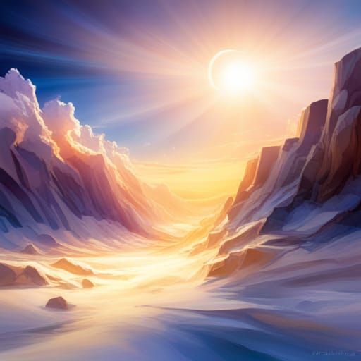 Crescent Moon with Stars and Divine Sunbeams